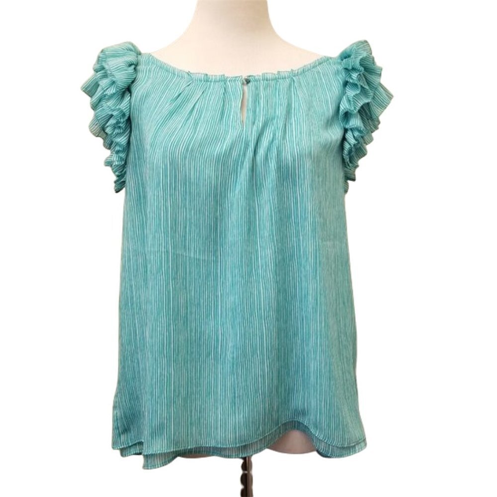 Banana Republic striped ruffle sleeve top women's size Small (V21)
